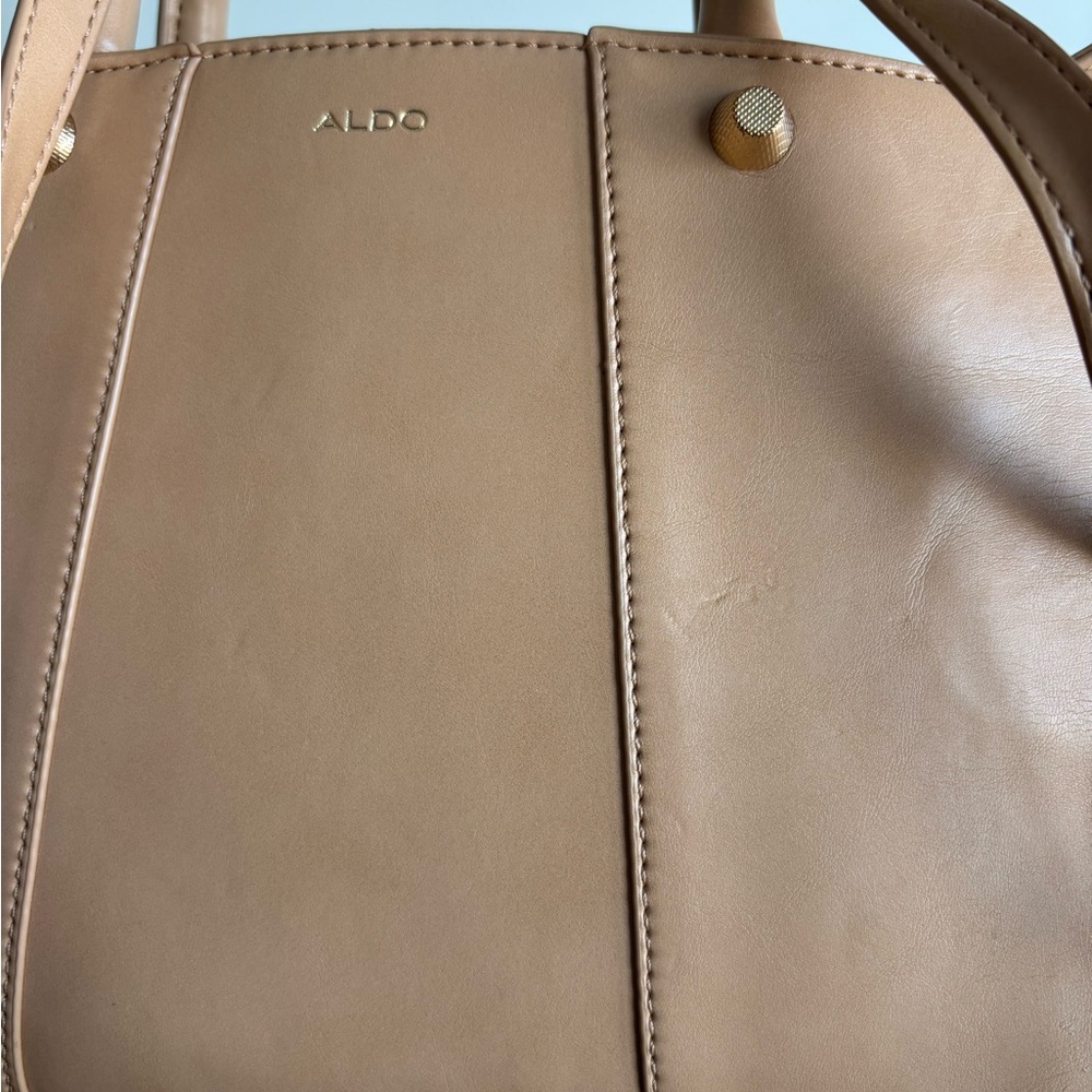 ALDO Camel Tan Leather Structured Satchel - Picture 16 of 16